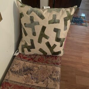 Abstract Green and Cream down/duck feather Throw Pillow